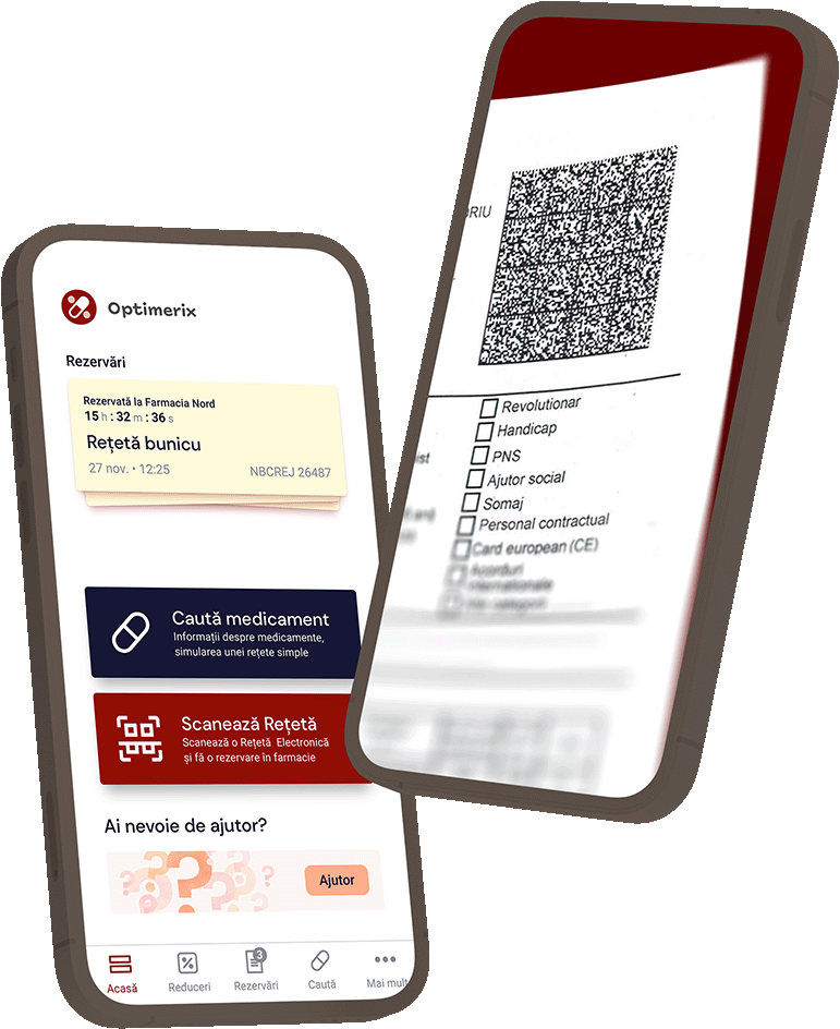 optiune aplicatie optimerix de scanare cod QR reteta compensata